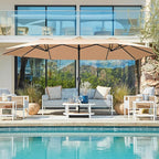 SUPERJARE 15FT Outdoor Umbrella for Patio, Double sided Pool Umbrellas with Fade Resistant Canopy, Large Table Umbrella for Deck, Market, Backyard - Beige - Image 6