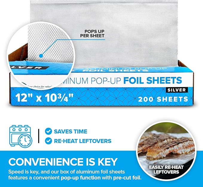 12' Ultra Heavy Duty Pop Up Deli Aluminum Foil, 500 Pre-Cut Sheets, Hot Dog or - Image 4