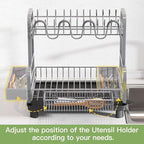 2 Tier Stainless Steel Large Capacity Dish Drainers Drying Rack - Image 6