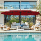 SUPERJARE 15FT Outdoor Umbrella for Patio, Double sided Pool Umbrellas with Fade Resistant Canopy, Large Table Umbrella for Deck, Market, Backyard - Burgundy - Image 6