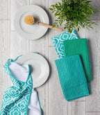 DII Cleaning Collection Multi-Purpose Microfiber, Teal Lattice, Dishtowel Set - Image 4