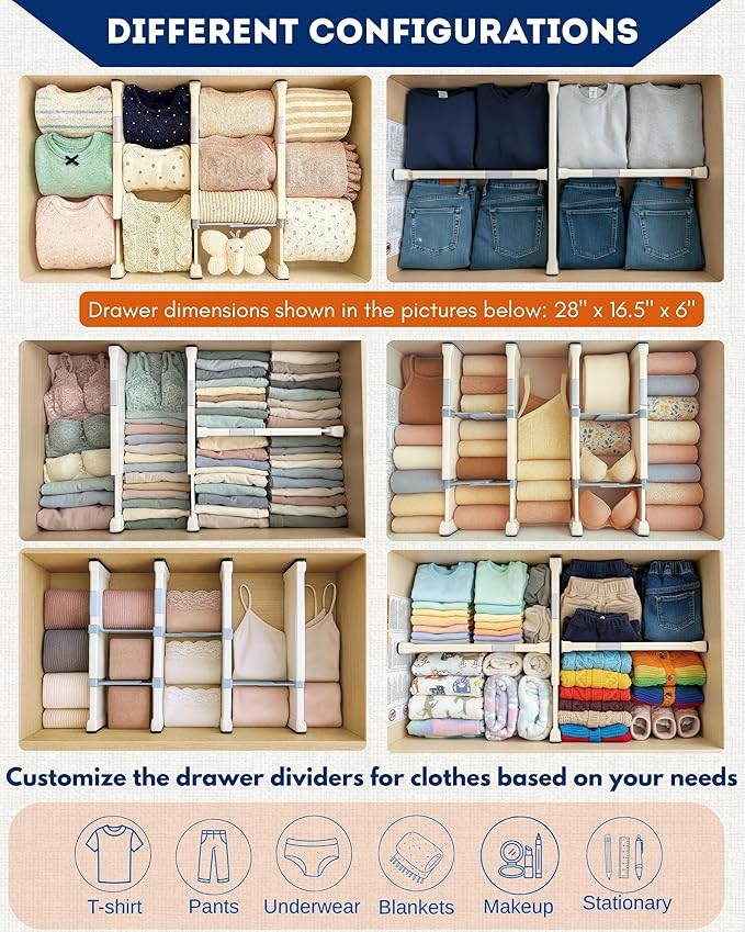 4 Pack Adjustable Drawer Dividers - Image 6