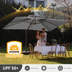 10 X 13 FT Cantilever Outdoor Patio Umbrella with Led Lights Large Heavy Duty 360° Rotation Double Top Offset Rectangular Umbrellas for Backyard Garden Pool Outside Deck, Grey - Image 7