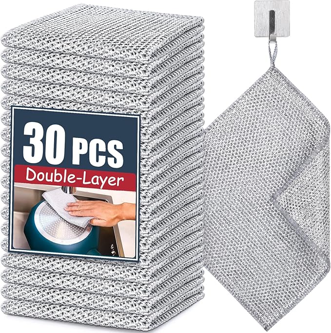 Navona 30 Pcs New Upgrade Steel Wire Dishcloth, Double-Layer Steel Wire by Welcometobuy%EF%BC%81