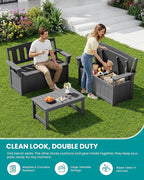 SERWALL HDPE Outdoor Storage Bench, All-Weather, UV-Resistant Deck Box with Waterproof Storage Bags, 57 Gallon Dual-Use Seat & Organizer Deck Boxes for Patio, Garden Tools & Pool (Gray) - Image 8