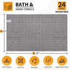HOMERHYME Hand Towels for Bathroom, 24 Pack 25''*15'' Microfiber Grey Bath Hand - Image 2
