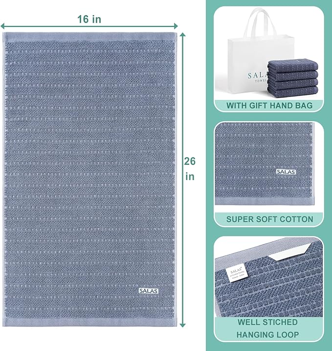 SALAS Kitchen Dish Towels, Bulk Cotton Kitchen Hand Towels, 390 GMS Plaid Dish - Image 2