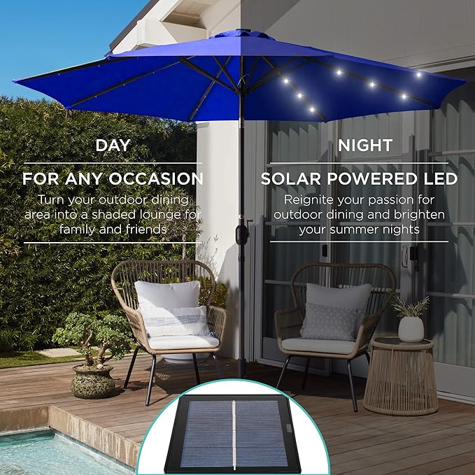 Best Choice Products 10ft Solar Polyester LED Lighted Patio Umbrella w/Tilt Adjustment and UV-Resistant Fabric - Image 3