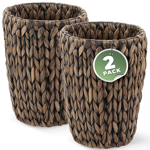 2-Pack Black Wicker Trash Cans by 84ECO