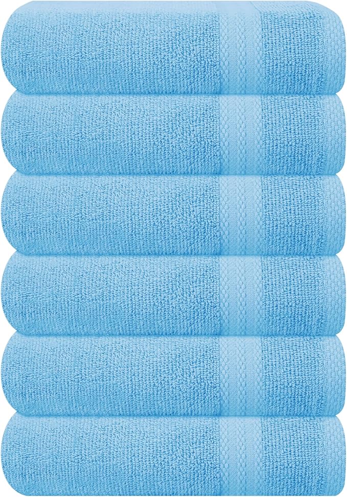 GLAMBURG Ultra Soft 6-Piece Hand Towel Set 16x28-100% Ringspun Cotton by GLAMBURG