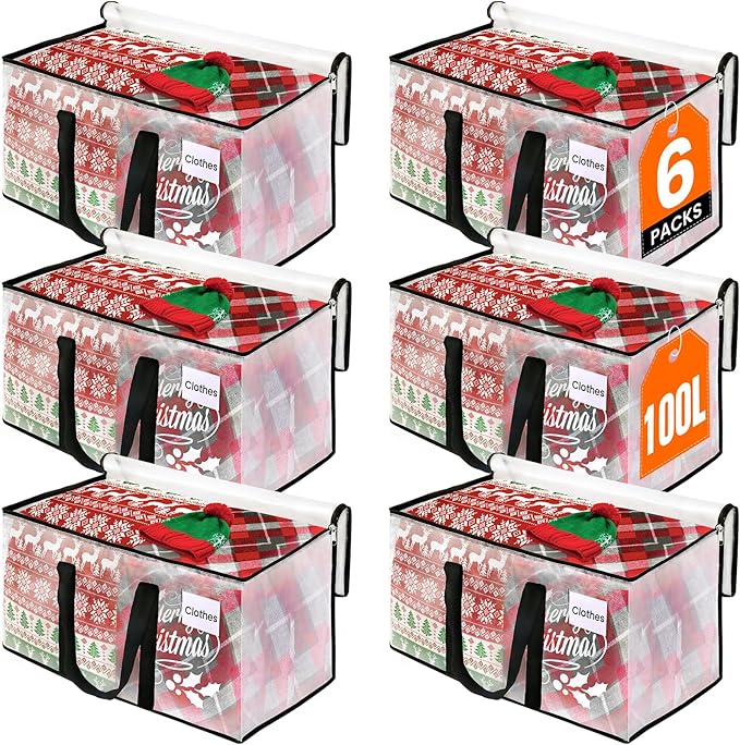 Clear Heavy Duty Extra Large Storage Bags, Reinforced Handles and Double Zippers by RoomHacks