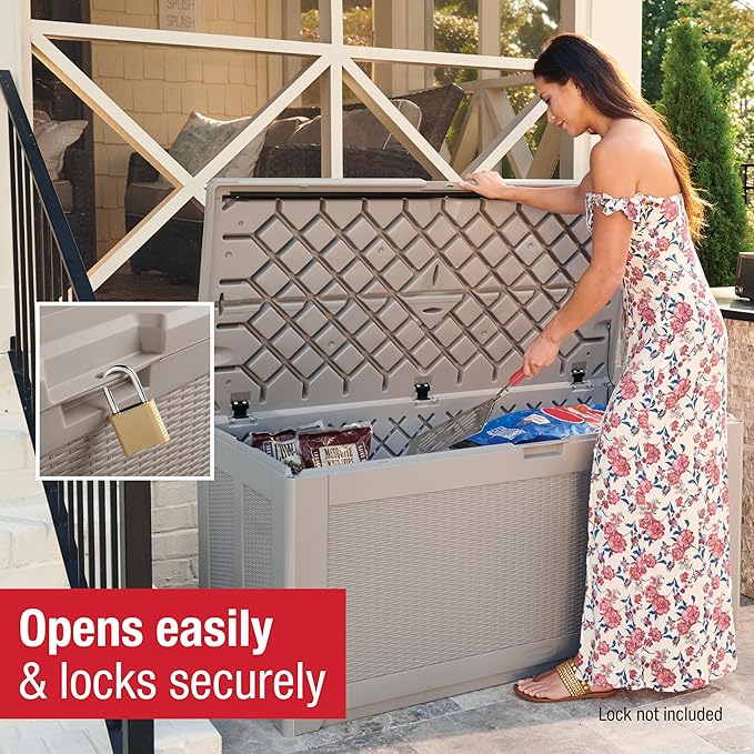 Rubbermaid Extra Large Resin Outdoor Storage Deck Box (134 Gal), Weather Resistant, Gray, Deck Organization for Home/Backyard/Pool Chemicals/Toys/Garden Tools/Porch/Patio Cushions - Image 6