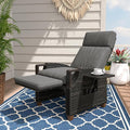 Grand patio Outdoor Recliner with Independent Adjustable Back and Footrest, Air Pump 150° Lay Flat Reclining Chair Removable Olefin Cushion Flip-Up Table Wicker Grey 1PC by GrandPatio