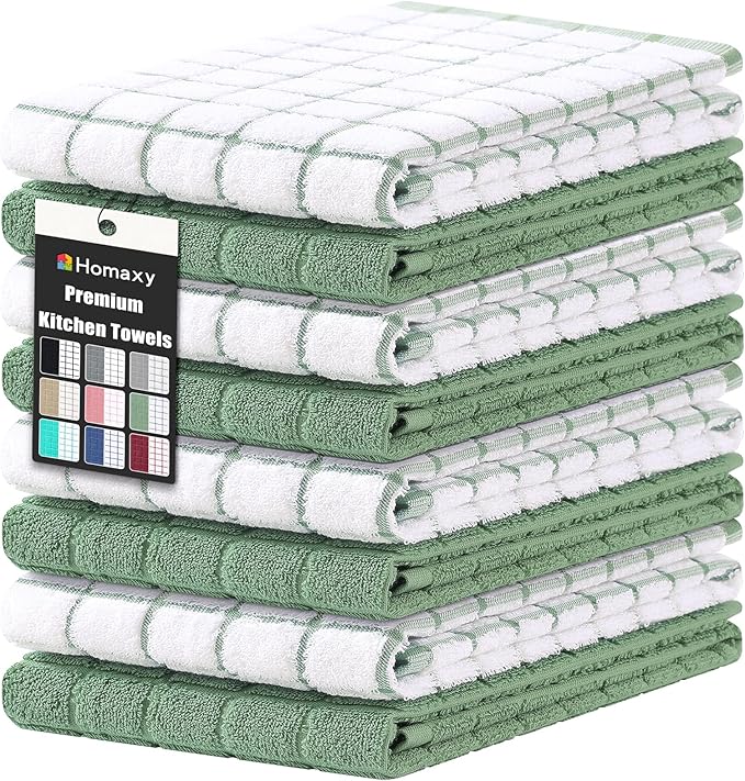 Homaxy Premium Cotton Kitchen Towels 16"x 28", Large Natural Ring Spun 390 GSM by Homaxy