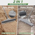 Walensee Rubber Broom, 2 in 1 Rubber Broom and Nylon Carpet Rake Brush - Image 2