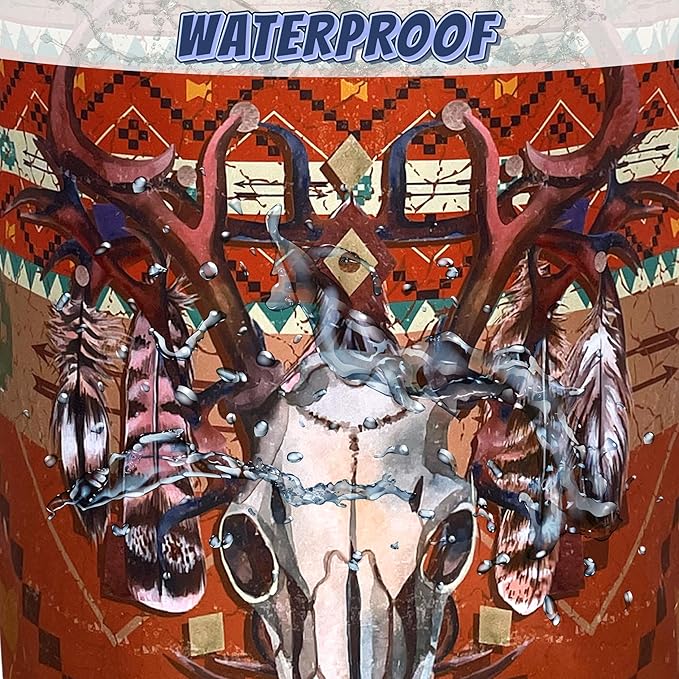 Longhorn Cattle Skull Laundry Basket Oxford Cloth Colorful Tribal Laundry Hamper - Image 4