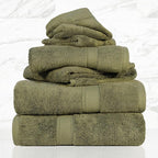 Superior Solid Egyptian Cotton Towel Set, Washcloths 13” x 13”, Hand Towels 20” - Image 2