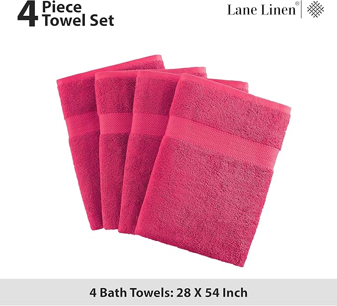 LANE LINEN Luxury 100% Ring Spun Cotton Large Bath Towels Set of 4 - Image 5