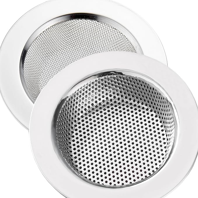 LASSHSWA 2 Pcs Kitchen Sink Strainer Stainless Steel, Mesh and Punching by LASSHSWA