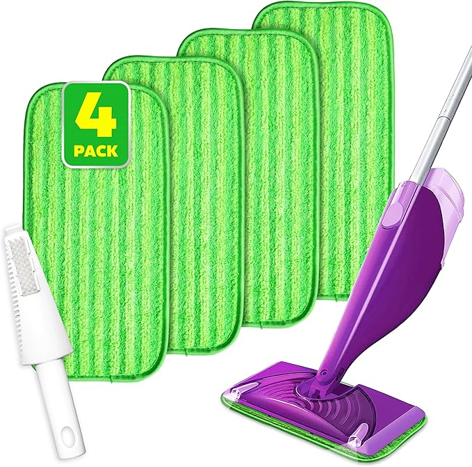 4 Pack Reusable Mop Pads, Compatible by BEFANTY