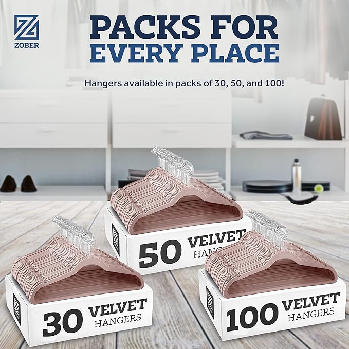 ZOBER Blush Velvet Hangers 50 Pack - Image 7