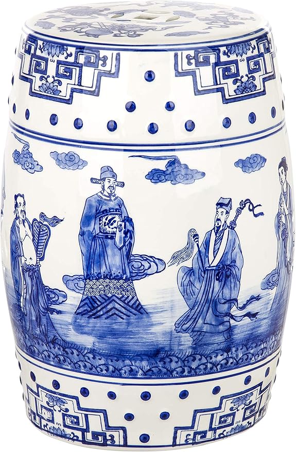 Safavieh Ocean Jewel Chinoiserie Ceramic Decorative Garden Stool, Blue - Image 4