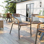 Amopatio Outdoor Dining Chairs Set of 6, Rattan Wicker Patio Chairs, Stackable Indoor-Outdoor Chairs, Bistro, Deck, Yard, Porch, 6 Pack, Brown - Image 8