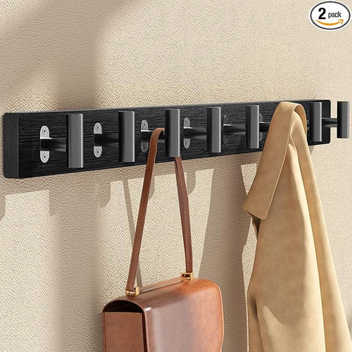 2 Pack Coat Rack Wall Mount, Pine Soild Wood Large Coat Hanger by Orapoke