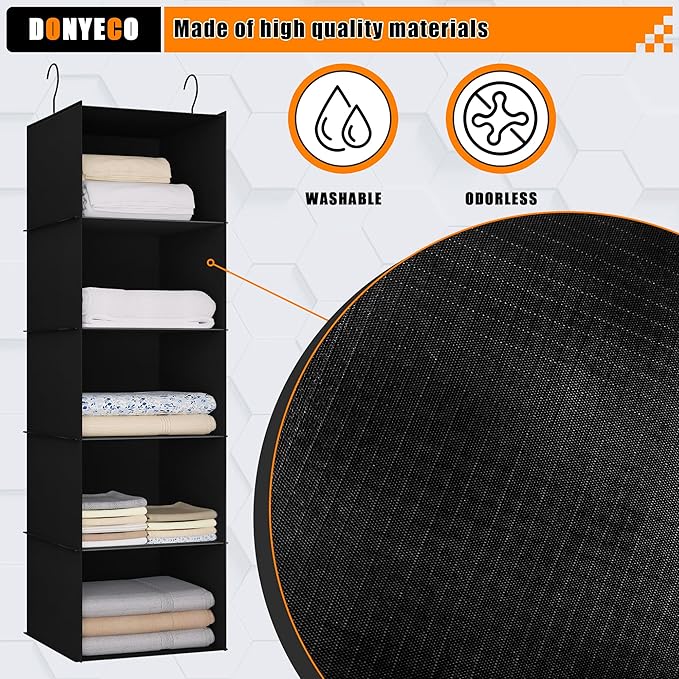 Hanging Closet Organizer and Storage 5-Shelf, Easy Mount Foldable Hanging - Image 5