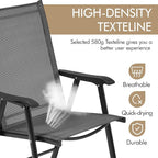 Yaheetech Patio Dining Chairs Set of 4 with Armrests, Outdoor Folding Chairs with Metal Frame and Backrest for Lawn, Garden, Yard and Poolside, Black - Image 7