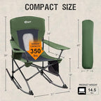Portal Outdoor Rocking Chair Camping Folding Portable Rocker with Cup Holder Side Pocket Carry Bag, Support 350LBS (Mesh Green) - Image 3