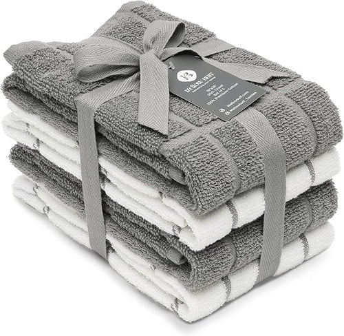 100% Cotton Terry Dish Towels, 4 Pack 16 x26 Inches, Super Soft and Absorbent by Ecotribe