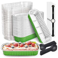 50 PACK Mini Cake Pans with Lids and Spoons, Rectangular Aluminum Foil Bread Pan by NPLUX