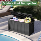 Outdoor Storage Box, Resin Deck Boxes Indoor and outdoor, Waterproof Storage Box Lockable Lid (Black, 85 Gallon) - Image 5