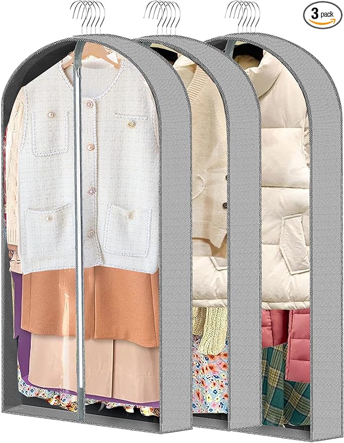 3 Pcs Garment Bags, Hanging Clothes Covers by ZYKOYA