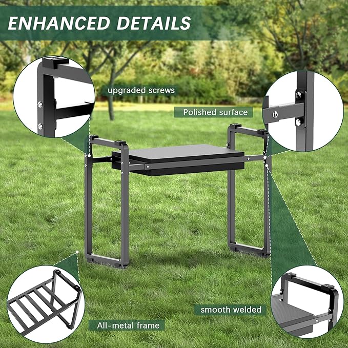 FLINTER Garden Kneeler and Seat, 10.2" Wider Heavy Duty Thick Gardening Bench for Kneeling and Seat - Multifunctional Kneeler Bench, Gardening Gifts for Women, Seniors Grandparents, Black - Image 4
