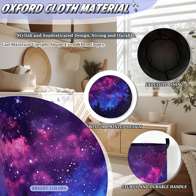 Personalize Galaxy Laundry Basket Oxford Cloth Foldable Forest Starry Sky - Image 6