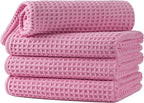 Microfiber Waffle Hand Towels, 4 Pieces, Fast Drying, Lint Free 430 GSM by Unknown