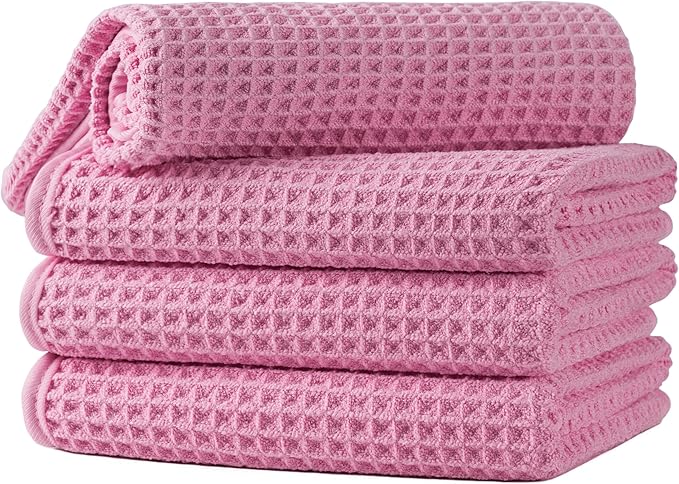 Microfiber Waffle Hand Towels, 4 Pieces, Fast Drying, Lint Free 430 GSM by Unknown