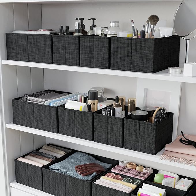 NEATERIZE Drawer Organizer Clothes Set of 12 Black - Image 6