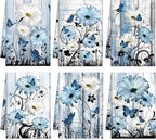 Breling Set of 6 Blue Daisy Kitchen Towel Vintage Themed Dish Towel Bathroom by Breling