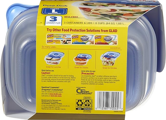 Glad GladWare Deep Dish Food Storage Containers, Large Rectangle - Image 4