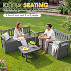 Greesum 80 Gallon Storage Bench Outdoor Deck Box with Armrest, Patio Furniture,Lockable, Waterproof and UV Resistant, Suitable for Garden, Pool, Grey - Image 7