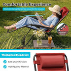 Homall Zero Gravity Chair Patio Folding Lawn Outdoor Lounge Gravity Camp Reclining Lounge Chair with Cup Holder Pillows for Poolside Backyard and Beach Set of 4 (Red) - Image 6