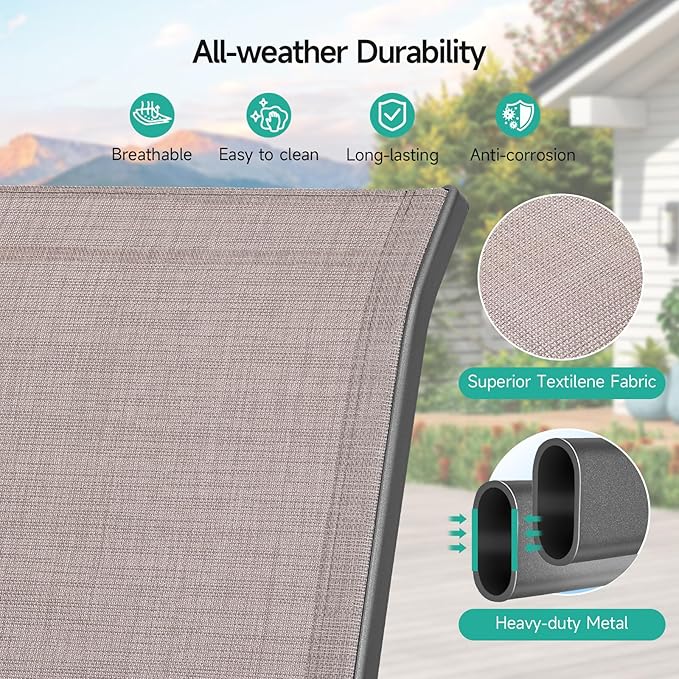 Patio Chairs Set of 6, Easily Set Up Stackable Outdoor Dining Chairs with High Back and Wide Seat, All Weather Breathable Outdoor Chairs Set of 6 with Metal Frame for Backyard Deck Pool, Brown - Image 6