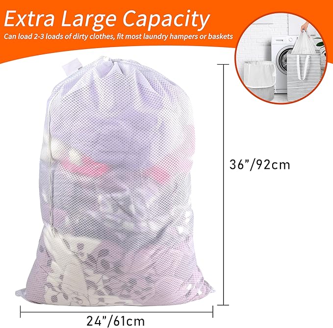 Polecasa Extra Heavy Duty Large Diamond Mesh Laundry Bags - Image 3