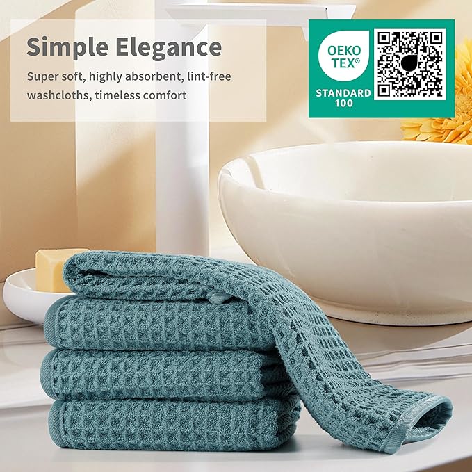 Microfiber Waffle Face Towels, 4 Pieces, Fast Drying, Lint Free 430 GSM - Image 6