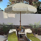 AMMSUN 7ft Patio Umbrella with Fringe Outdoor Tassel Umbrella UPF50+ Premium Steel Pole and Ribs Push Button Tilt, Light Beige - Image 5