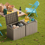 Devoko 30 Gallon Resin Deck Box 2 Pack Outdoor Indoor Waterproof Storage Box for Patio Furniture Pool Accessories Storage for Cushion Garden Tools (Light Brown, 2 Pack) - Image 4