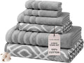 Modern Threads Oxford 6-Piece 100% Cotton Towel Set – Yarn Dyed Jacquard & by ModernThreads